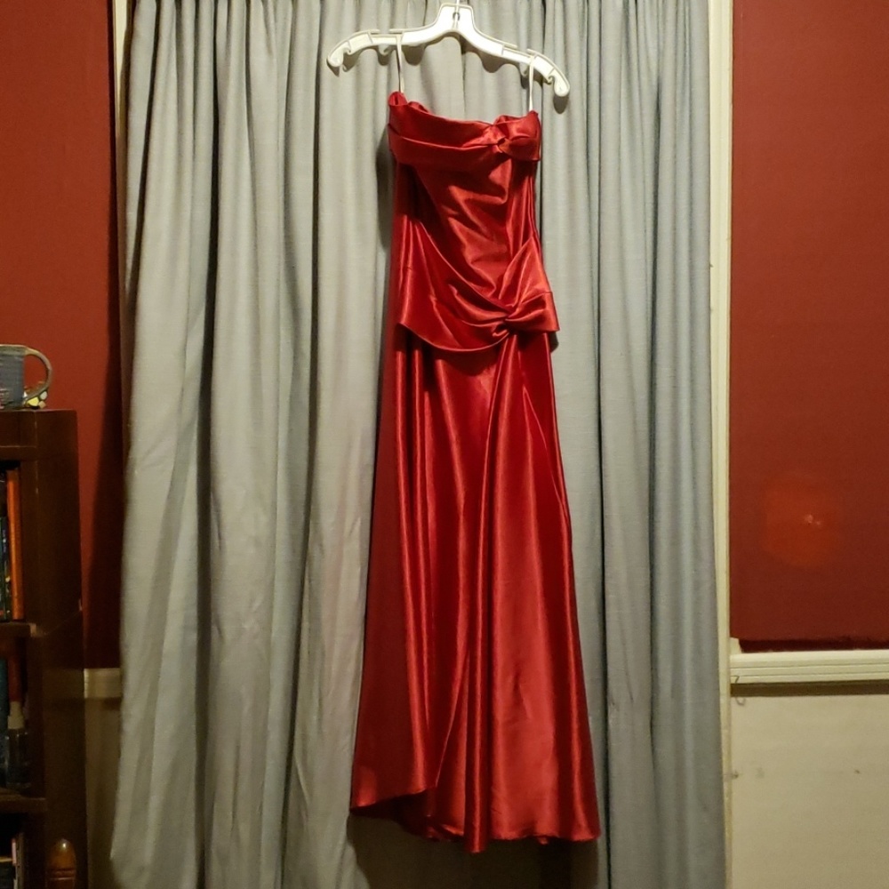 Red silk prom dress